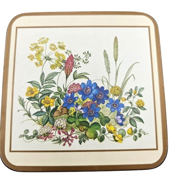 Pimpernel Meadow Flowers Cork Backed Coasters Set Of 6 England - Picture 3 of 12